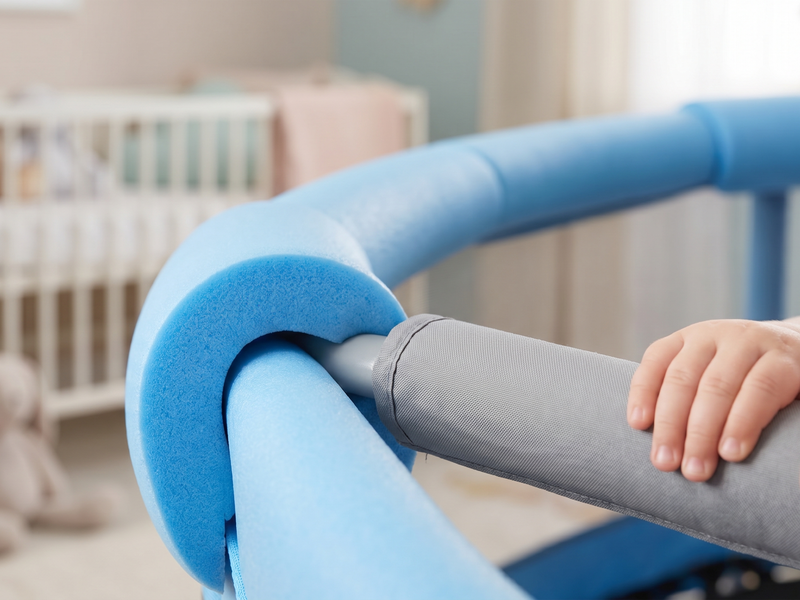 Baby trampoline safety net and padded handlebar for safe toddler indoor bouncing