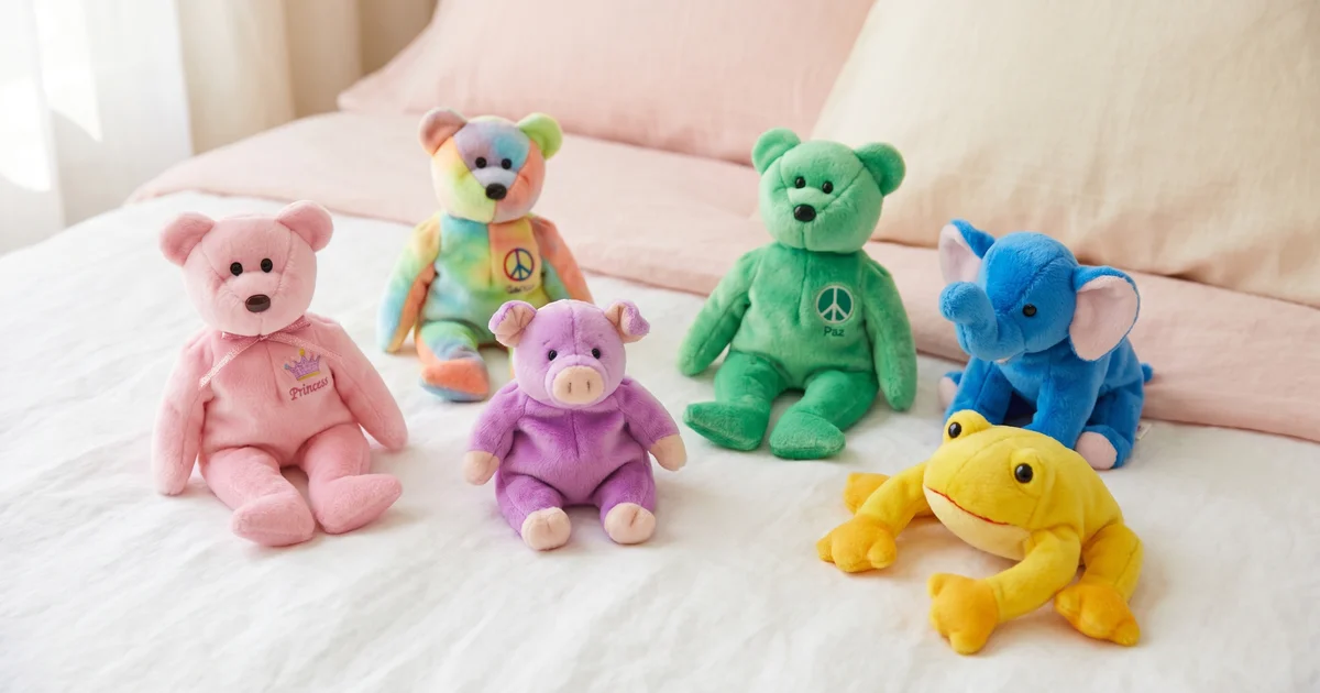 Best beanie baby gifts UK 2026 — colourful Ty plush toys flat lay