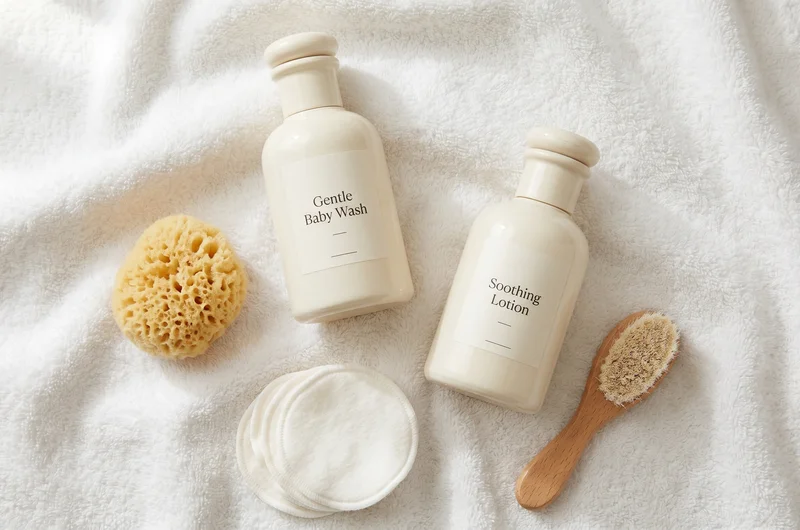 Cetaphil baby wash bath routine UK — baby care products laid out for bath time